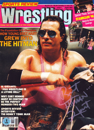 Bret Hart signed Sports Review Wrestling Magazine April 1991 (w/ Beckett)