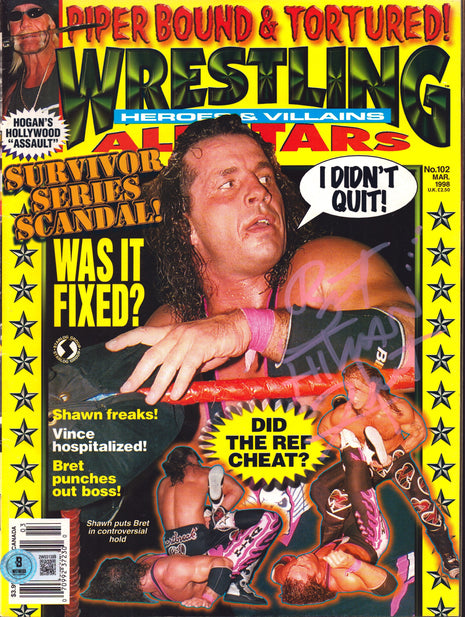 Bret Hart signed Wrestling Allstars Magazine March 1998 (w/ Beckett)