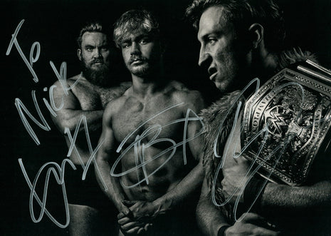 Tyler Bate, Pete Dunn & Trent Seven triple signed 8x10 Photo