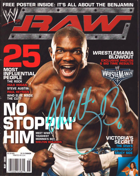 Shelton Benjamin signed WWE Raw Magazine May 2006