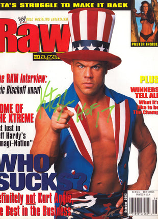 Kurt Angle signed WWE Raw Magazine October 2002