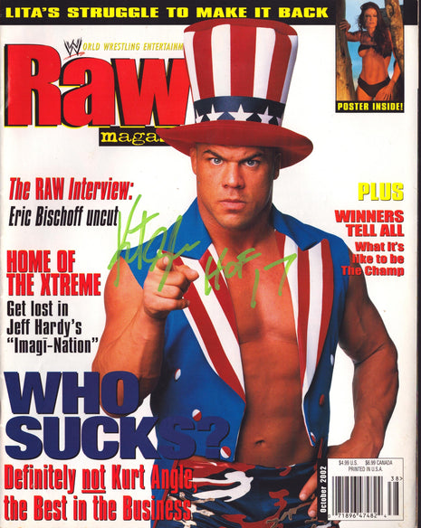 Kurt Angle signed WWE Raw Magazine October 2002