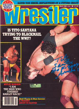 Tito Santana signed The Wrestler Magazine March 1984