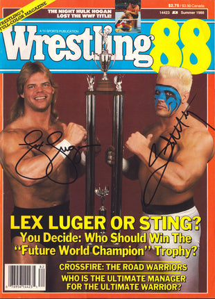 Sting y Lex Luger firmaron para la revista Wrestling 88, verano de 1988