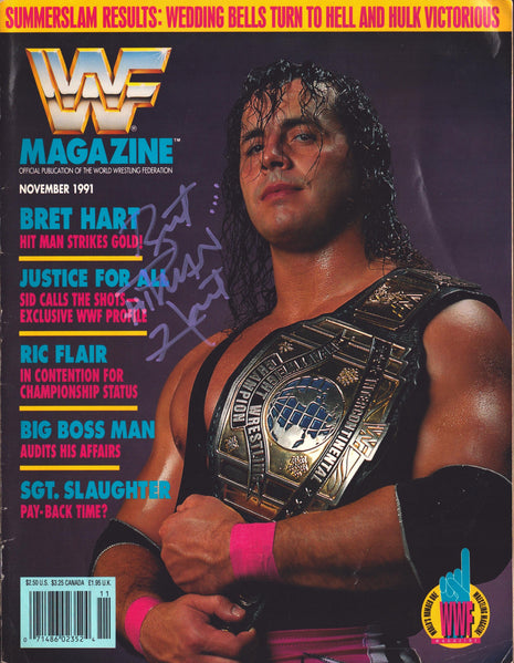 Bret Hart signed WWF Magazine November 1991