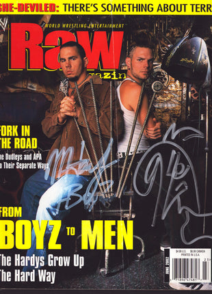 Jeff Hardy & Matt Hardy dual signed WWE Raw Magazine June 2002