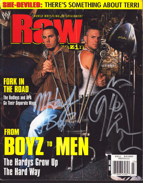 Jeff Hardy & Matt Hardy dual signed WWE Raw Magazine June 2002