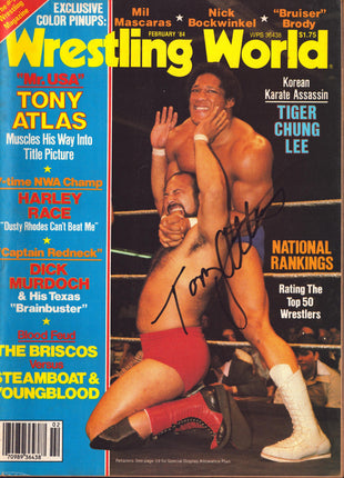 Tony Atlas signed Wrestling World Magazine February 1984