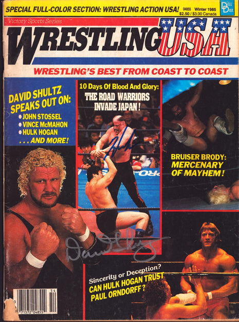 Hawk & David Schultz dual signed Wrestling USA Magazine Winter 1985