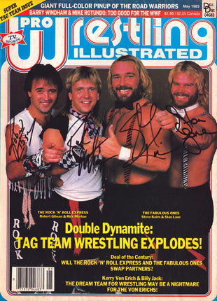 Ricky Morton, Robert Gibson, Steve Keirn & Stan Lane quad signed PWI Magazine May 1985