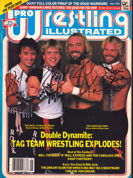 Ricky Morton, Robert Gibson, Steve Keirn & Stan Lane quad signed PWI Magazine May 1985