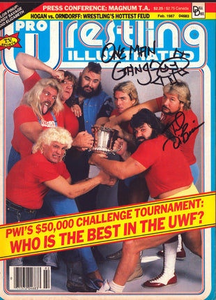 One Man Gang & Ted DiBiase signed PWI Magazine February 1987