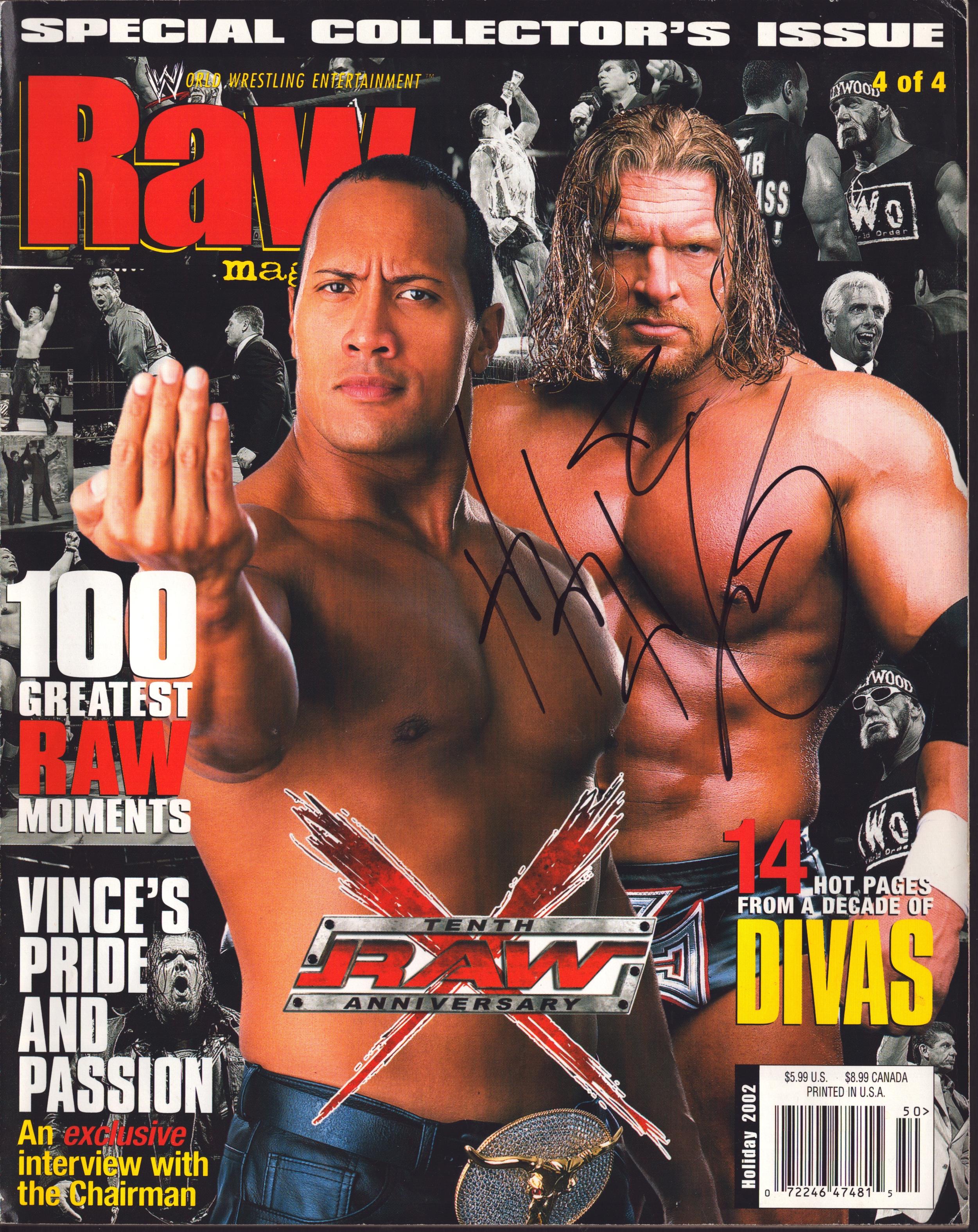 Triple H signed WWE Raw Magazine Holiday 2002 – Signed By Superstars