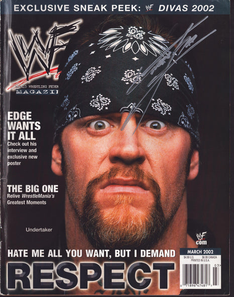 Undertaker signed WWF Magazine March 2002