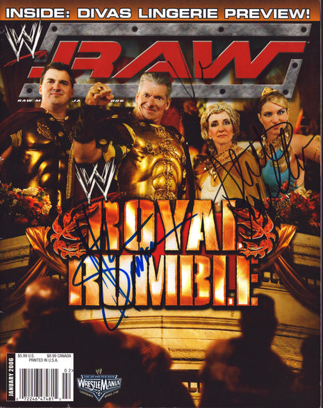 Shane McMahon, Stephanie McMahon & Vince McMahon triple signed WWE Raw Magazine January 2006