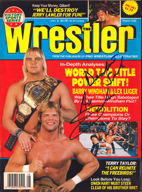 Demolition Ax & Smash dual signed The Wrestler Magazine August 1988