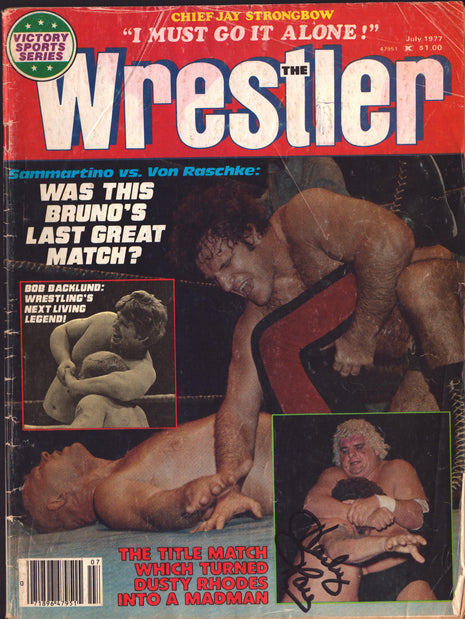 Harley Race signed The Wrestler Magazine July 1977