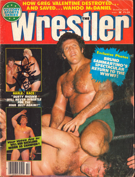 Harley Race signed The Wrestler Magazine October 1978