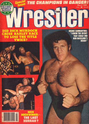 Harley Race signed The Wrestler Magazine March 1980