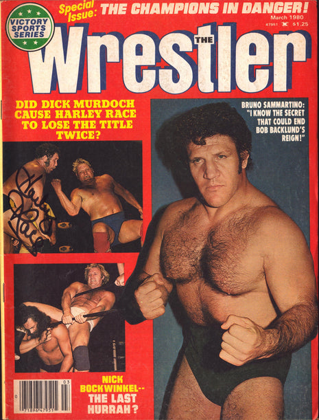 Harley Race signed The Wrestler Magazine March 1980