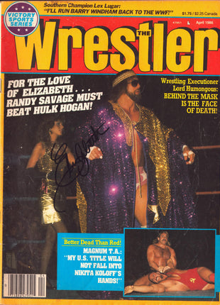 Elizabeth signed The Wrestler Magazine April 1986