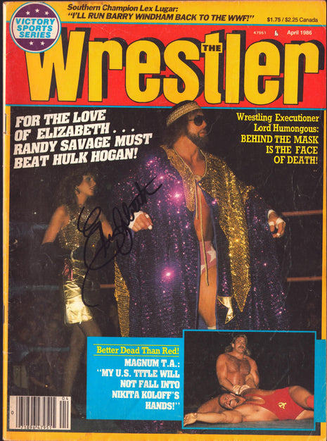 Elizabeth signed The Wrestler Magazine April 1986