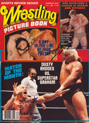 Dusty Rhodes & Billy Graham dual signed Sports Review Wrestling Magazine Summer 1978