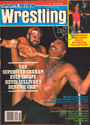 Kevin Sullivan & Babydoll dual signed Sports Review Wrestling Magazine February 1985