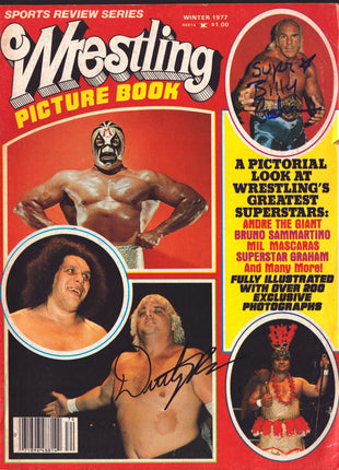 Dusty Rhodes & Billy Graham dual signed Sports Review Wrestling Magazine Winter 1977