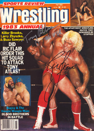 Ric Flair & Tony Atlas dual signed Sports Review Wrestling Magazine Fall 1983