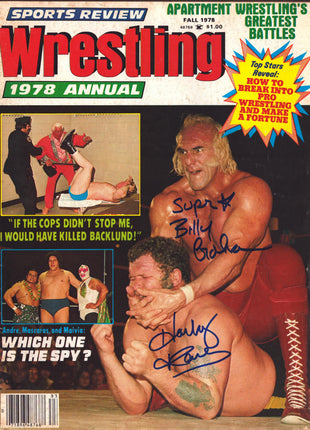 Billy Graham & Harley Race dual signed Sports Review Wrestling Magazine Fall 1978