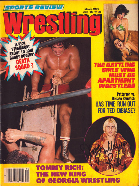 Tommy Rich signed Sports Review Wrestling Magazine March 1980