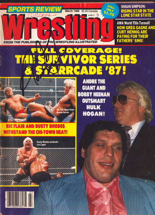 Ronnie Garvin signed Sports Review Wrestling Magazine March 1988