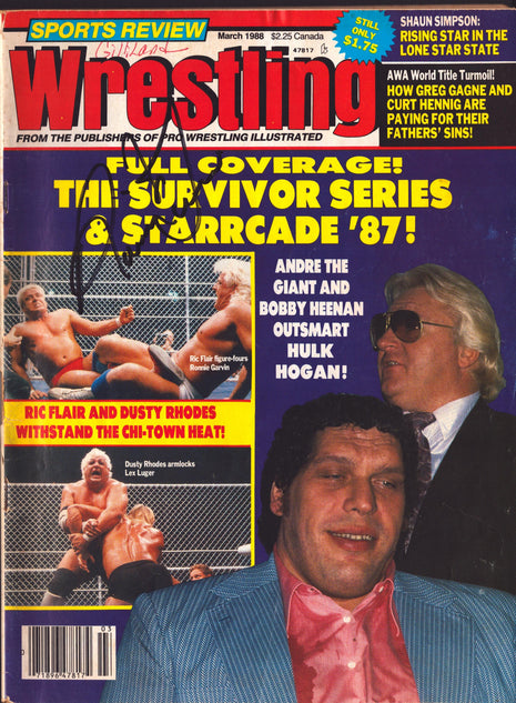 Ronnie Garvin signed Sports Review Wrestling Magazine March 1988