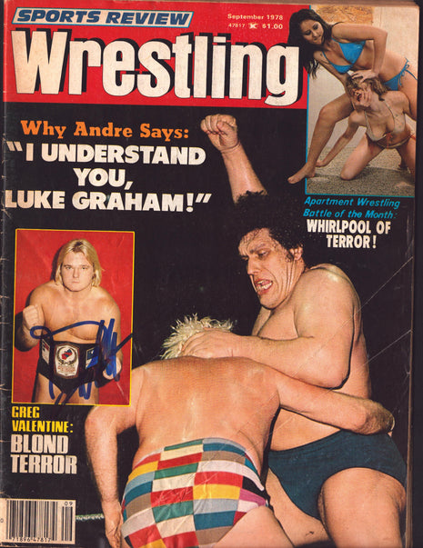 Greg Valentine signed Sports Review Wrestling Magazine September 1978