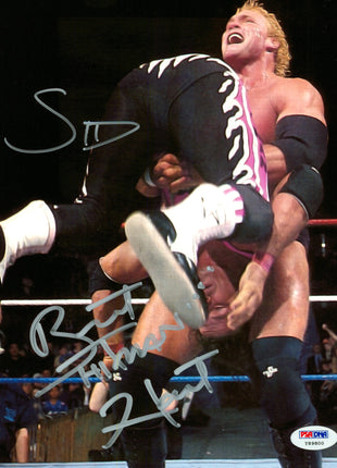 Sycho Sid & Bret Hart dual signed 8x10 Photo (w/ PSA)