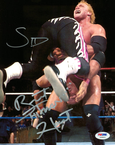 Sycho Sid & Bret Hart dual signed 8x10 Photo (w/ PSA)