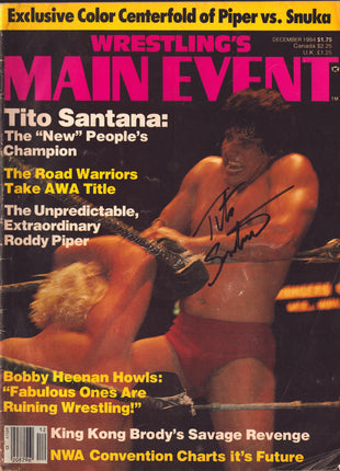 Tito Santana signed Wrestlings Main Event Magazine December 1984