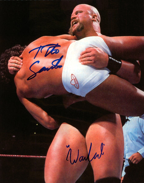 Tito Santana & Warlord dual signed 8x10 Photo (w/ Leaf)