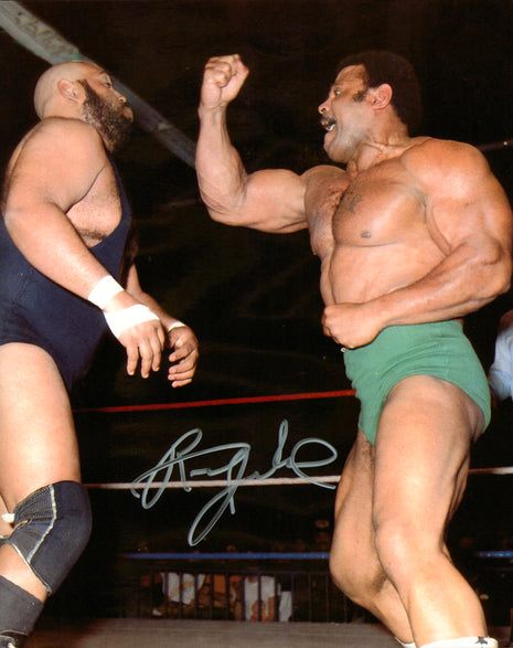 Rocky Johnson signed 8x10 Photo (w/ Leaf)