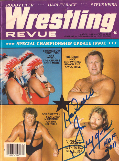 Jim Duggan signed Wrestling Revue Magazine March 1983