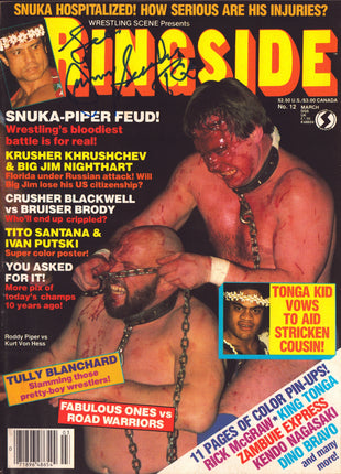 Jimmy Snuka signed Ringside Magazine March 1983