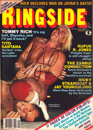 Larry Zybysko signed Ringside Magazine January 1983