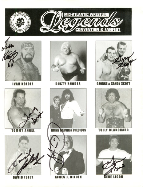 Mid Atlantic Wrestling Legends multi signed Photo