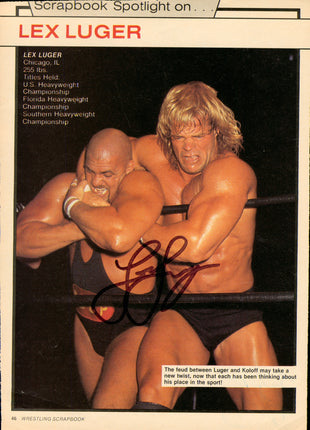 Ivan Koloff, Brad Armstrong & Lex Luger signed Magazine Page