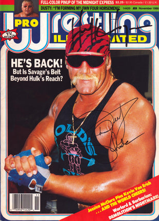 Hulk Hogan & Dusty Rhodes dual signed Pro Wrestling Illustrated Magazine November 1988