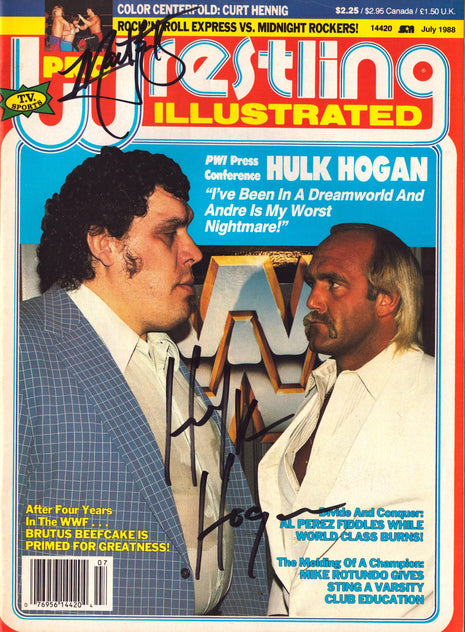 Hulk Hogan & Marty Jannety dual signed Pro Wrestling Illustrated Magazine July 1988