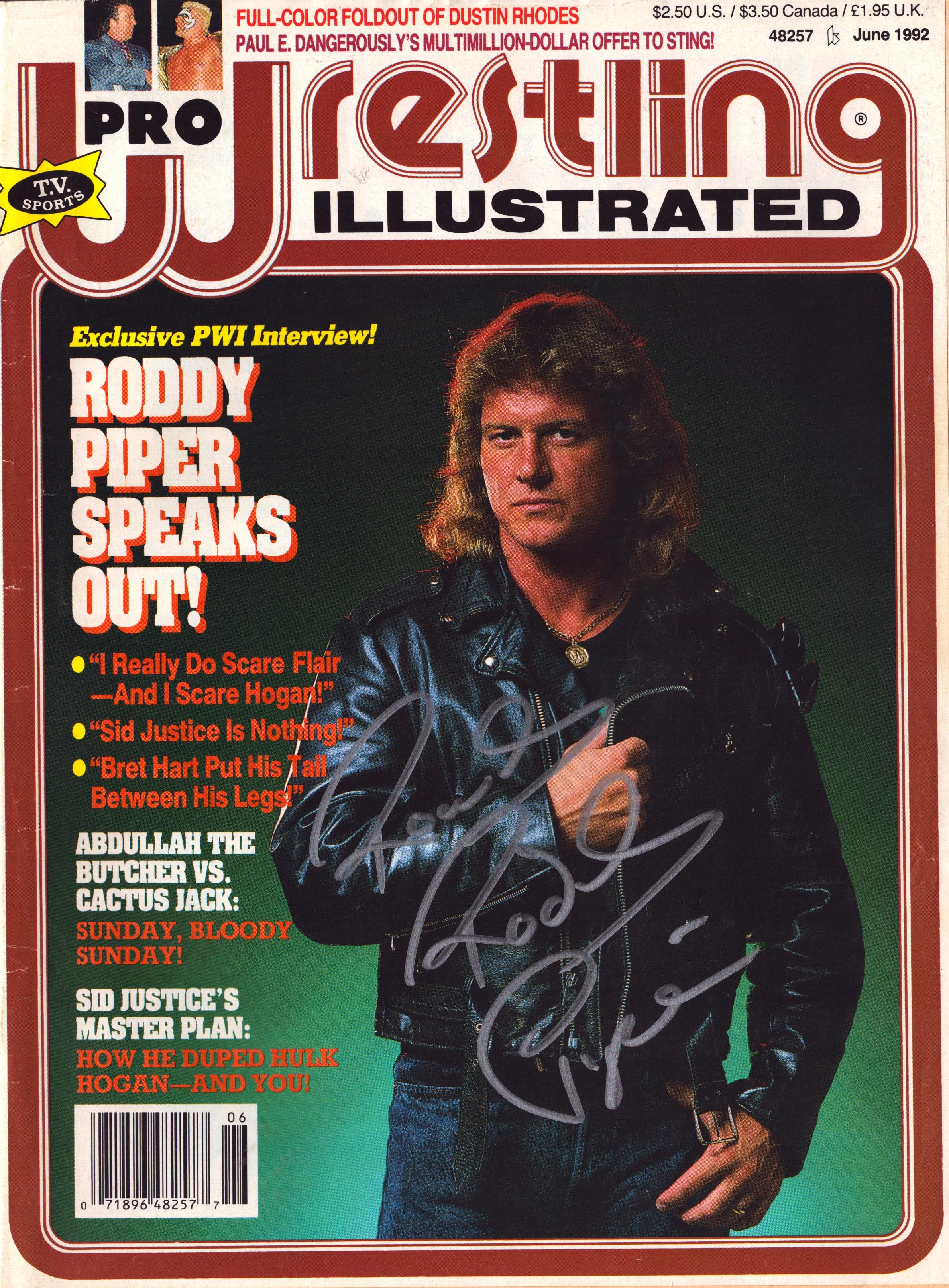 Rowdy Roddy Piper signed Pro Wrestling Illustrated Magazine June 1992 ...