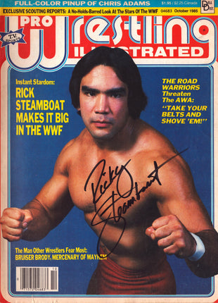 Ricky Steamboat signed Pro Wrestling Illustrated Magazine October 1985