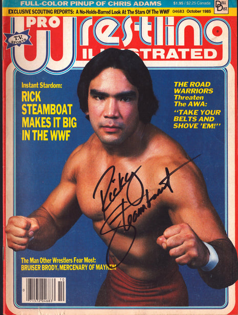 Ricky Steamboat signed Pro Wrestling Illustrated Magazine October 1985